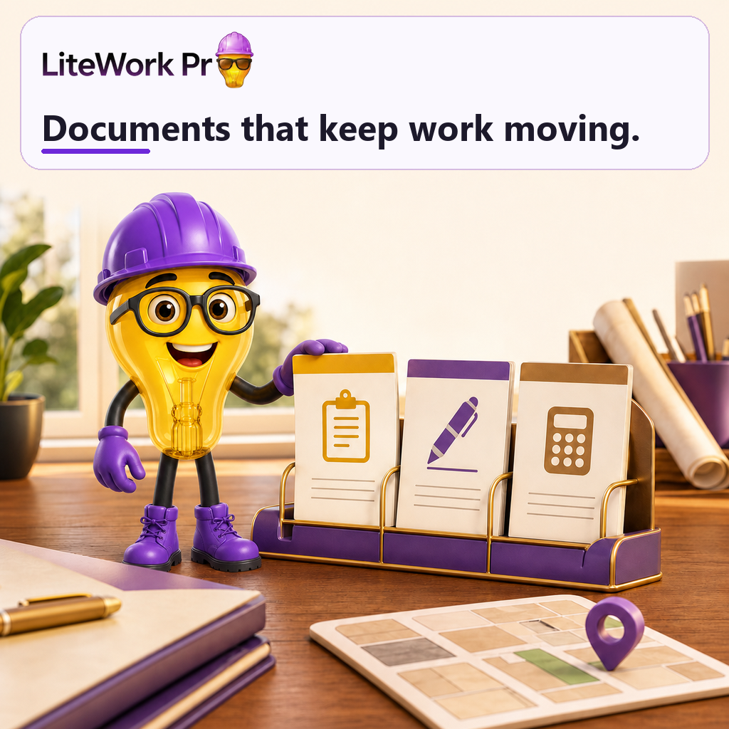 LiteWork Pro illustration of connected job documents that keep work moving